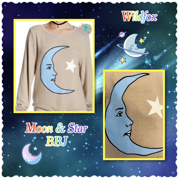 Wildfox Beige BBJ/Pullover w/ Blue Moon & White Star